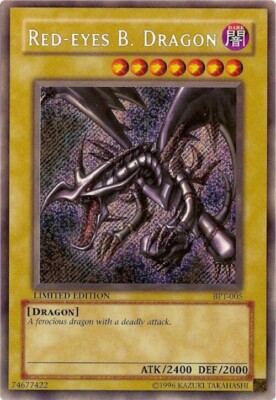 Yu-Gi-Oh! Red-Eyes B. Dragon BPT-005 Secret Rare Heavy Played Damaged Black-image