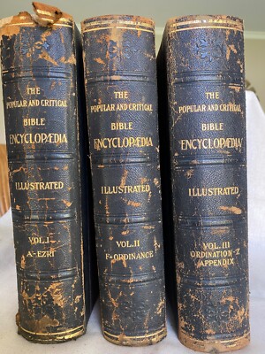 Antique Pop. & Critical Bible Reference Encyclopedia Dictionary Illus 3 Vol 1910-image