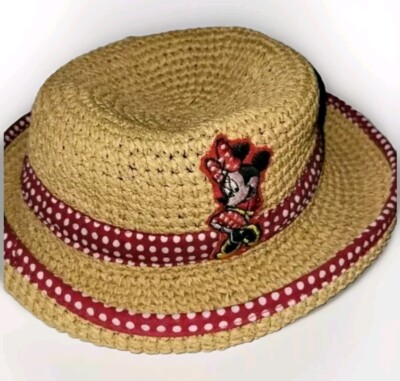 Walt Disney Worlds Minnie Mose Straw Hat Red Polka Dots-image