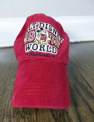 Disney Mickey Mouse Walt Disney World 1971 Red Authentic Hat Cap Clasp Back-image