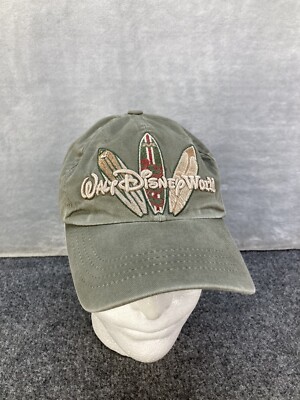 Vintage Disney Hat Adult OSFA Green Walt Disney World Surf Board Mickey Dad Cap-image