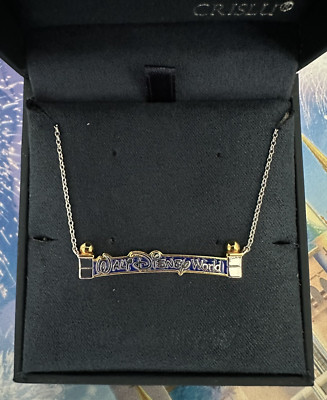 Crislu Walt Disney World Marquee Sterling Platinum Exclusive Necklace SIGNED NEW-image
