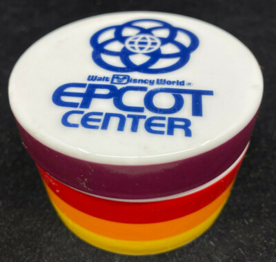 Round Trinket Box Porcelain WDW Walt Disney World Epcot Center Stripes Colorful-image