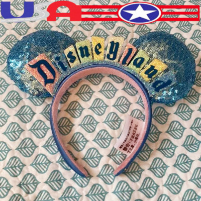 Disney Parks Happiest Place Disneyland Marquee Sign Limited Headband Ears US💖-image