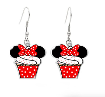 NEW MINNIE MOUSE CUPCAKE EARRINGS JEWELRY WALT DISNEY WORLD MICKEY MAGIC KINGDOM-image