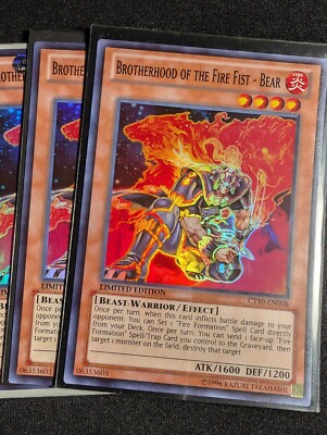 3x Brotherhood of the Fire Fist - Bear CT10-EN008 Limited Edition Super Rare NM-image