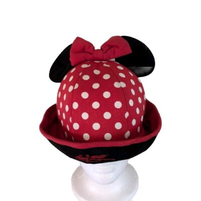 Walt Disney World Minnie Mouse Adult Bucket Hat Ears Bow Red Polka Dot Cotton-image