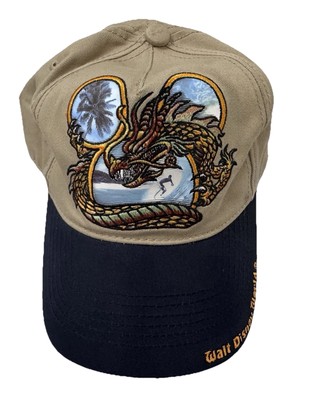 Vtg Rare Walt Disney World Hat Mickey Ears Logo Surfer Photo Dragon Embroidery-image