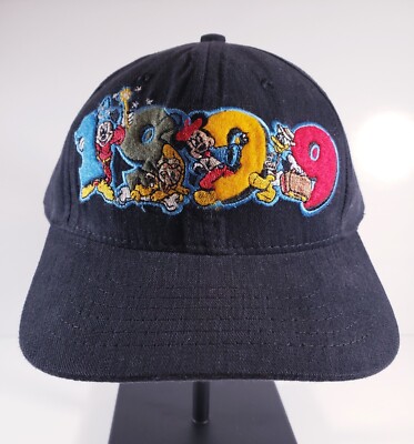Walt Disney World Mickey Colorful Embroidered Black Snapback Hat Cap Vintage NEW-image