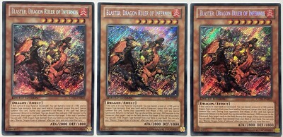 3 x CT10-EN002 Blaster, Dragon Ruler of Infernos - Secret Rare Ltd Ed LP-image