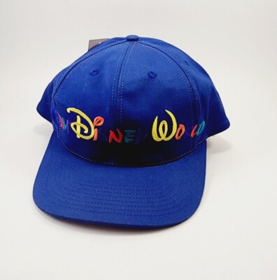Vtg label Walt Disney World Embroidered Snapback 1990s Blue Rainbow Tags On! -image