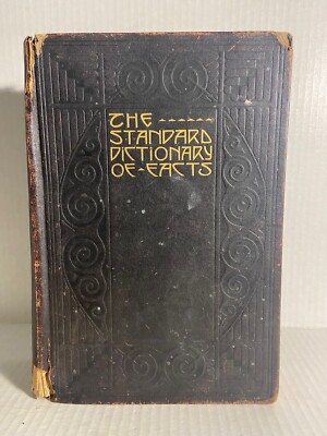 Antique 1913 Book STANDARD DICTIONARY OF FACTS Leather Frontier Press Vintage G8-image