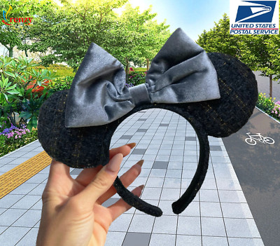 Japan Tokyo Disney Resort New Headband Ears Minnie Black Gray Ribbon 2024-image