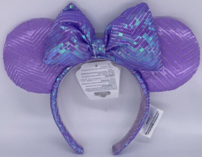 Disney Parks LAVENDER sequins Spring Minnie Mouse Ears Headband 2023-image