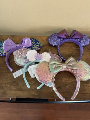 Disney Parks Minnie Ears Limited Party Mermaid Ariel Purple Iridescent Set Of 4-image