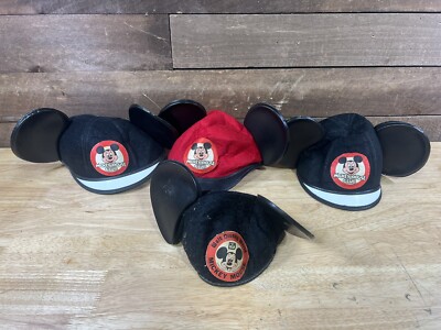 Vintage Lot Of 4 Walt Disney World Mickey Mouse Club Hats-image