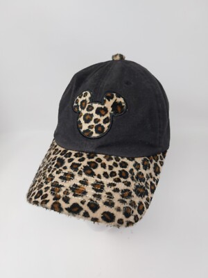Walt Disney World Mickey Mouse Leapord Print Logo Girls Youth Strap Back Hat Cap-image