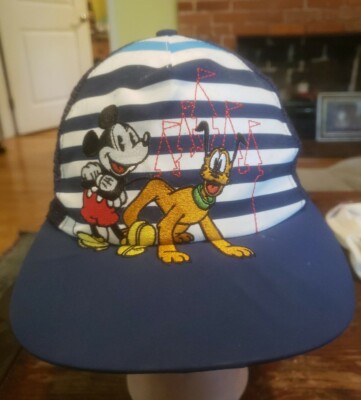 Walt Disney World Embroidered Mickey Pluto Trucker Hat Snap Back Cap Blue Mesh-image