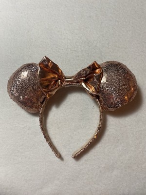 Minnie Mouse Ears Rose Gold Sequence Bow Headband Souvenir WDW Disney Parks-image