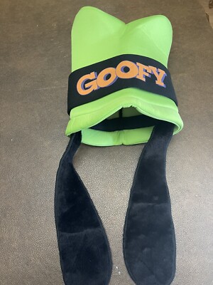 Walt Disney World Disney Parks Foam Green Goofy Hat w Long Floppy Fur Ears Vtg-image