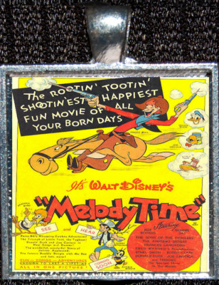 Melody Time Movie Poster Disneyland Disney World WDW Silver Pendant Necklace-image