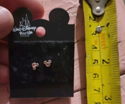 NEW Walt Disney World Parts Minnie Mouse pink rhinestone stud earrings souvenir-image