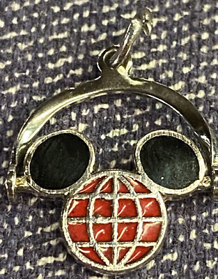 Sterling Silver Mickey Mouse Head WALT DISNEY WORLD SPINNER CHARM 1.5 Grams-image