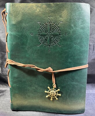 Leather Writing Journal Notebook, 9”x6” Classic Spiral Bound Notebook, Nautical-image