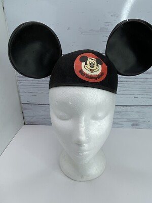 Vintage Walt Disney World USA Mickey Mouse Ears Hat Embroided Repaired Benay Alb-image