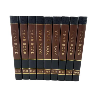 Lot Of 9 World Book Encyclopedia Year Books 1979/1981-1988 Brown/Black Hardcover-image