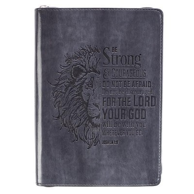 Strong & Courageous Classic Lux-Leather Zip Journal (Leather Bound)-image