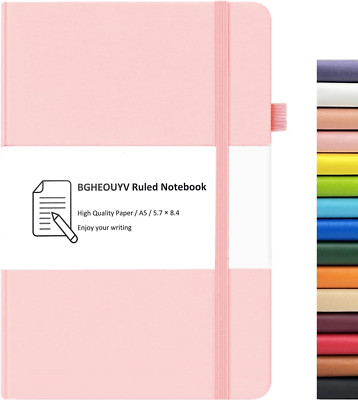 A5 College Ruled Notebook - 160 Page Hard Cover Journal, Pink, 5.7X8.4 In-image