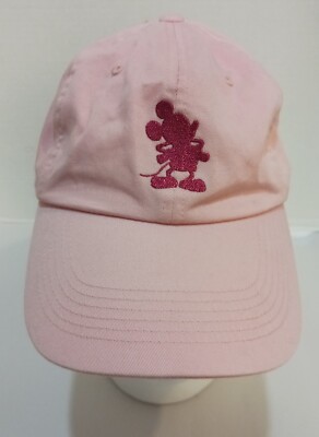 Walt Disney World Glitter Mickey Mouse Cap Hat Adult Adjustable Pink 100% Cotton-image