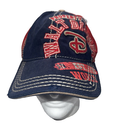 Disney Parks Walt Disney World Ball Cap Red/Blue Distressed Adjustable-image