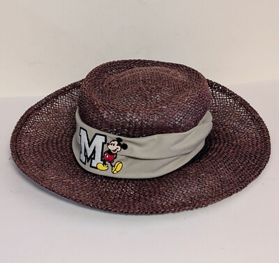 VTG Disney World Parks Mickey Mouse Straw Hat Adult One Size Disneybound Vintage-image