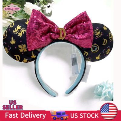 Disneyland Resort Sequin Bow Sleeping Beauty Ears Castle Black lovely Headband-image