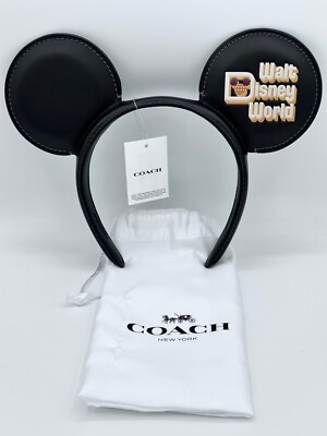 Walt Disney World Coach 2022 50th Anniversary Mickey Ears Black Leather New Tags-image