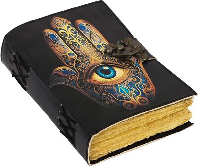 TUZECH Book of Spells Leather Bound Journal Deckle Edge Paper Grimoire Printed-image