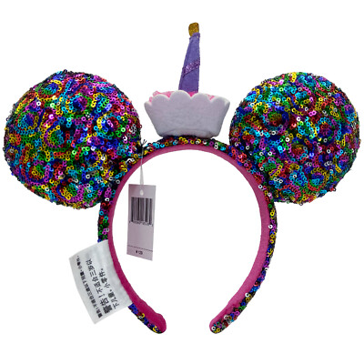 Disney Parks Happy Birthday Minnie Mickey Ears Cupcake Cake Sequined Headband-image