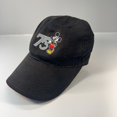 Vintage Walt Disney World 75 Years With Mickey Black Snapback Baseball Hat Cap-image