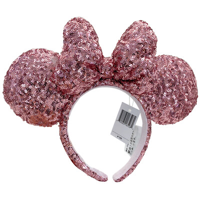 Disney Parks Pink Minnie Mouse Sequins Ears Mickey limited Ribbon Headband 2024-image