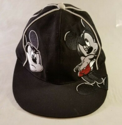 Walt Disney World Adult One Size Ball Cap Hat Angry Mickey Black Elastic Band -image