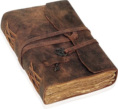 Handmade Vintage Leather Bound journal with deckle edge paper for Men And Women-image