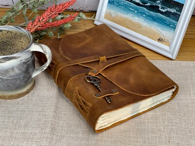 Personalized Leather Journal Handmade Deckle Edge Paper Leather Bound Notebook -image