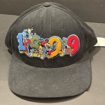NEW Walt Disney World 1999 Happy New Year Black Adjustable Baseball Cap NWT-image