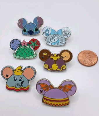 Disney Parks Hidden Disney 6 Pins Set, WDW Ear Hats FIGMENT CHASER Bundle Earhat-image