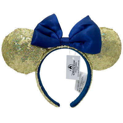 Disney-Gold Shimmer Blue WDW 50th EARidescent Minnie Mouse Ears Headband-image