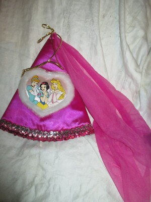 Disney Parks Princess Cinderella Aurora Snow White Pink Cone Hat With Veil YOUTH-image