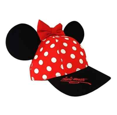 Walt Disney World Youth Minnie Mouse Hat w/Bow Ears Red Polka Dots Snap Back Cap-image