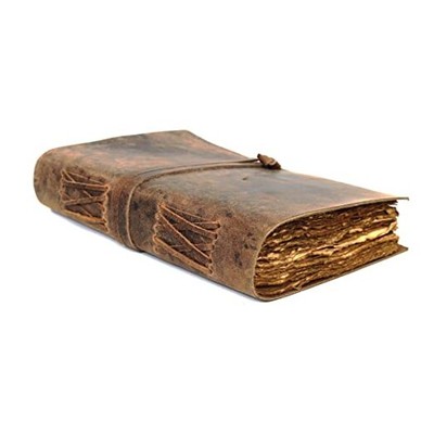 Vintage Leather Journal, Antique Handmade Bound Book 10 x 7 Inch Vintage Brown-image